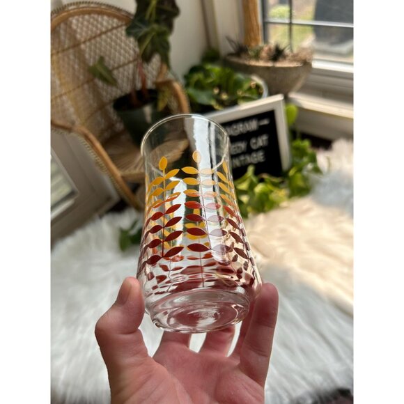 vintage 70s funky orange red tall drinking glasses - set of 2 - Picture 3 of 5